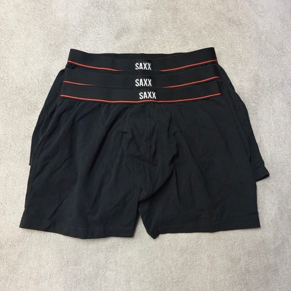 3 Pack SAXX Non-Stop Stretch Cotton Boxer Briefs Black Underwear Mens M
